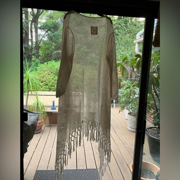 O’Neill Pool/beach coverup. Ecru lace long-flowy summer.Classy, handtied hem! Lg - Picture 2 of 7